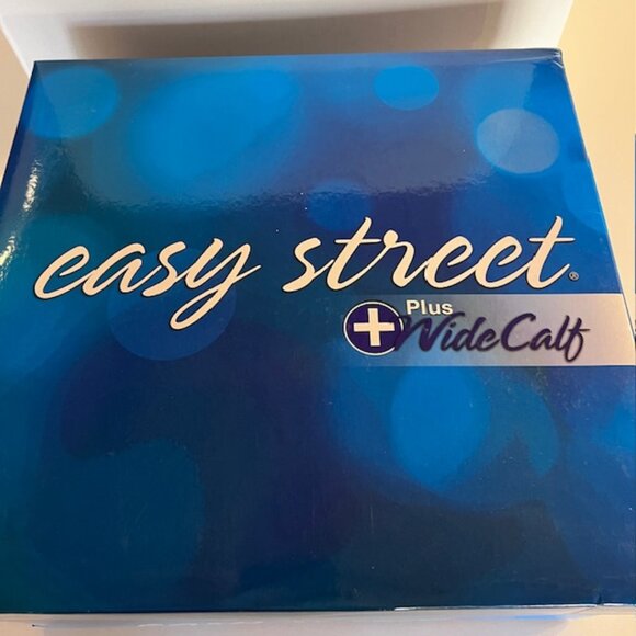 Easy Street Luella Plus Wide Calf Riding Boots Brown Embossed Knee-High Boots 7W - Picture 2 of 9